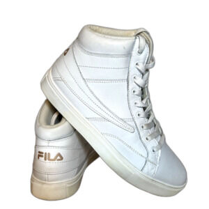 Fila Original F-13 Logo Women Size 7.5US White Gold High Top Athletic Sneakers